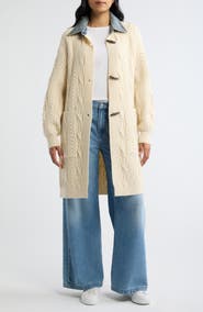 CITY BLUES Denim Collar Cable Long Cardigan