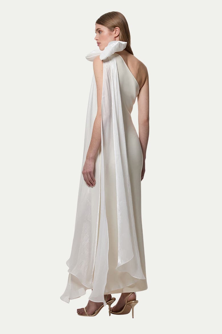 Shoulder Bow Cape Detail Maxi Dress, Alternate, color, Ivory