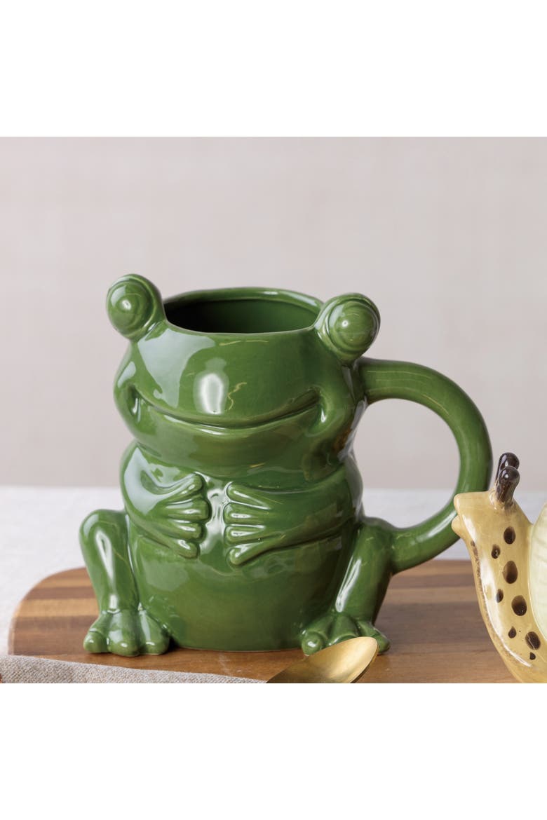 Ceramic Frog Shape Mug Green for Spring Serving and Entertaining, Alternate, color, Green