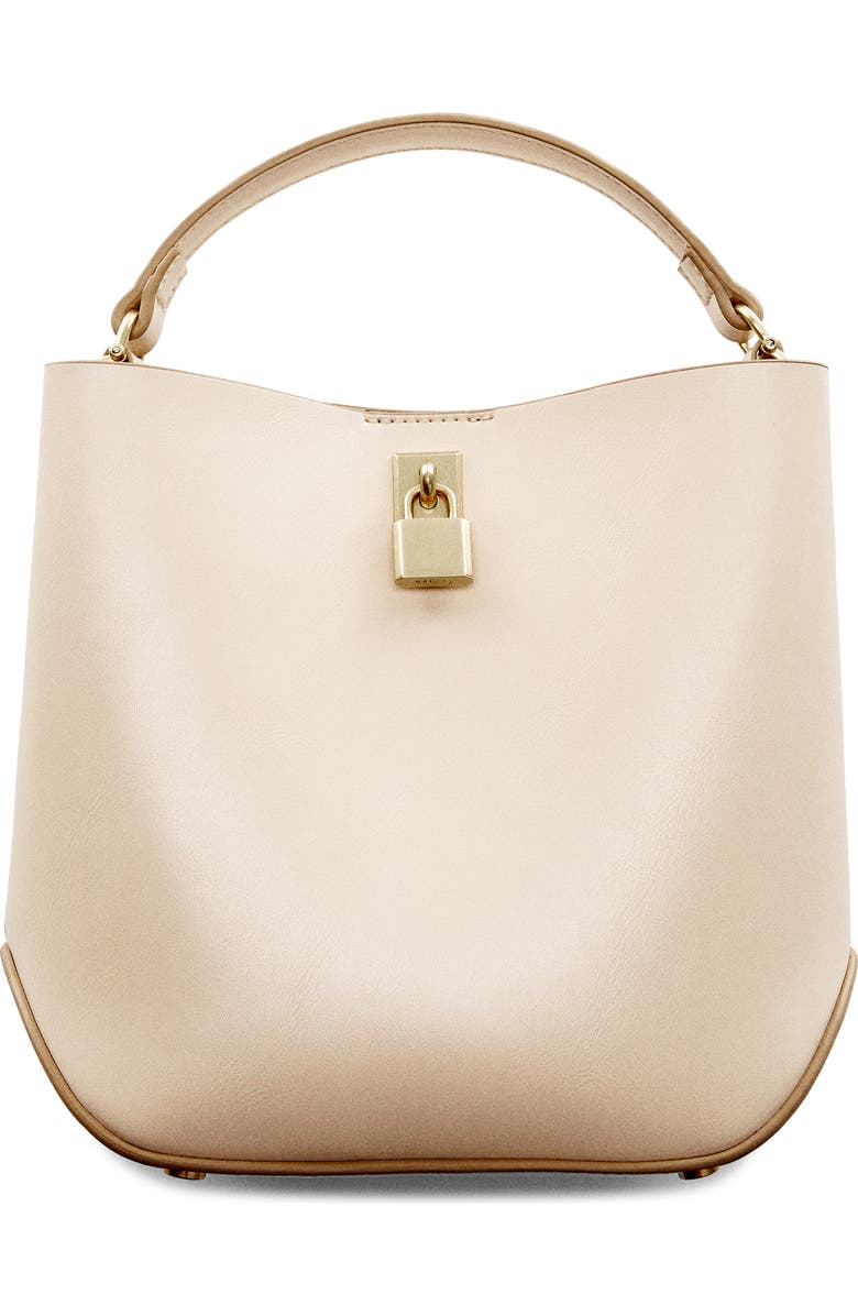 MANGO Mini Faux Leather Shopper Bag, Main, color, Off White