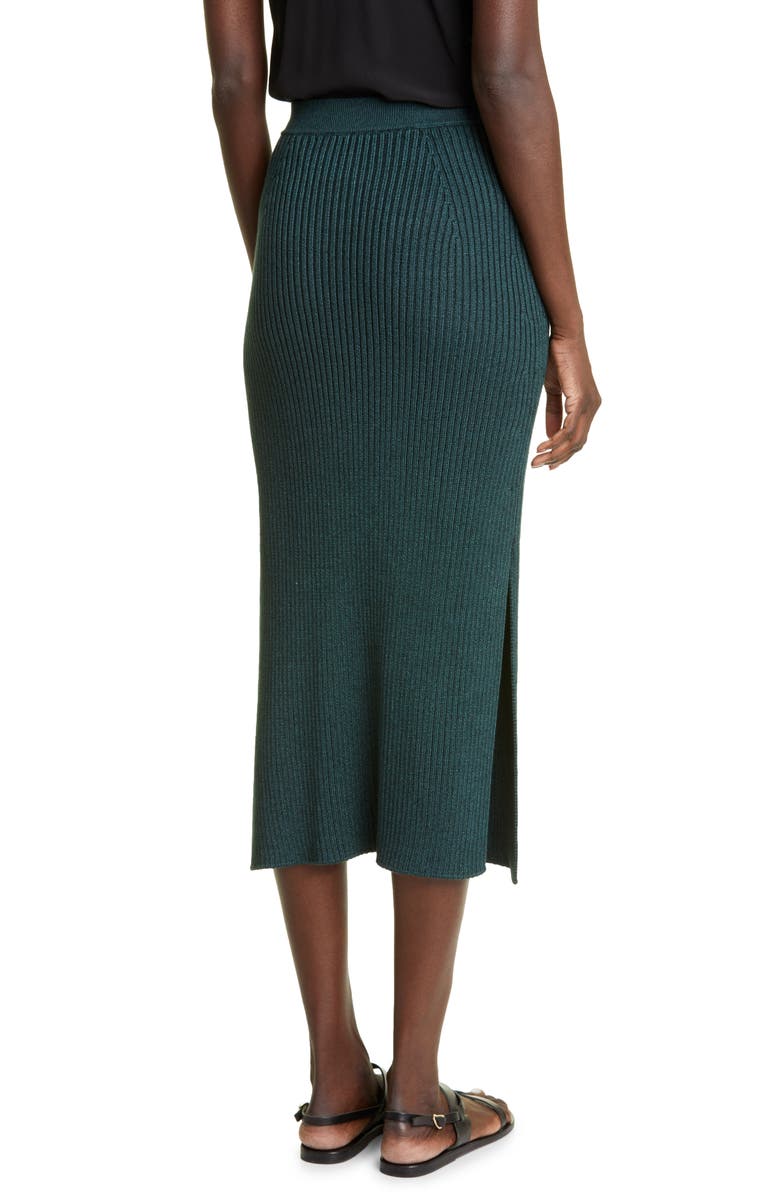 Loro Piana Rib Linen & Silk Midi Skirt, Alternate, color, 
