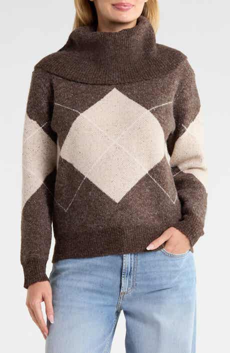 Exploded Argyle Cowl Neck Sweater
