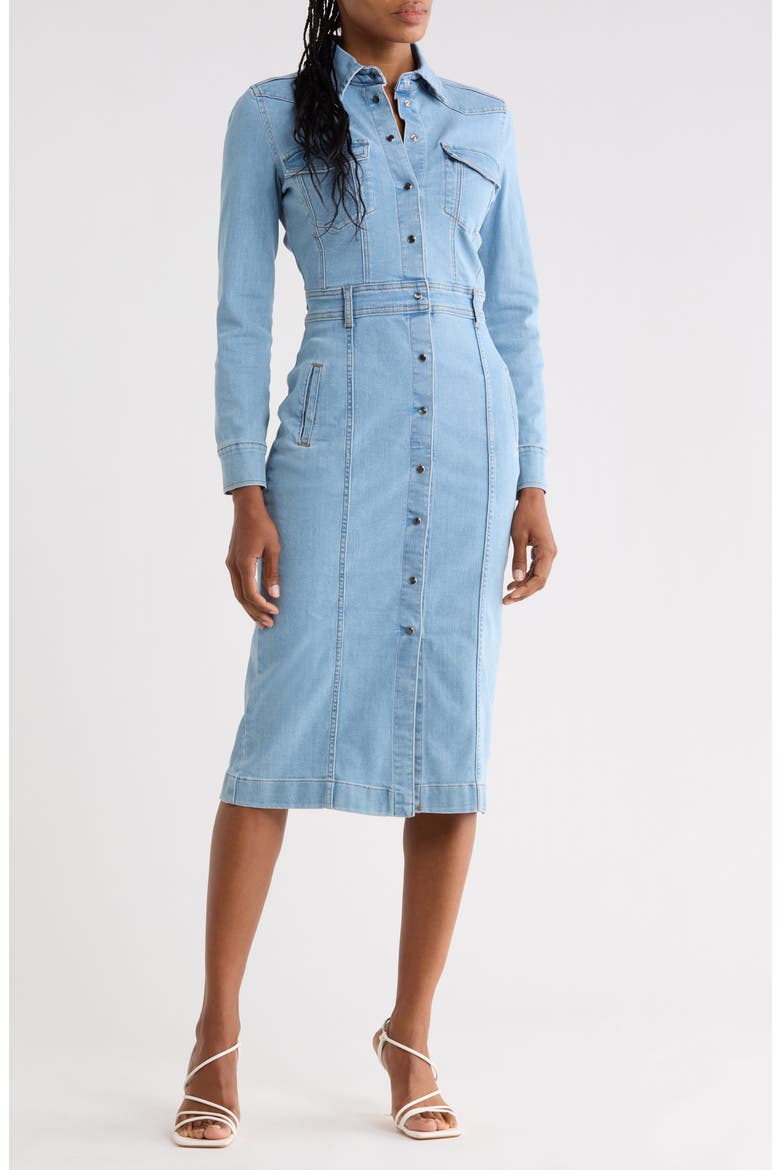 Luxe Long Sleeve Denim Shirtdress, Main, color, VISALIA