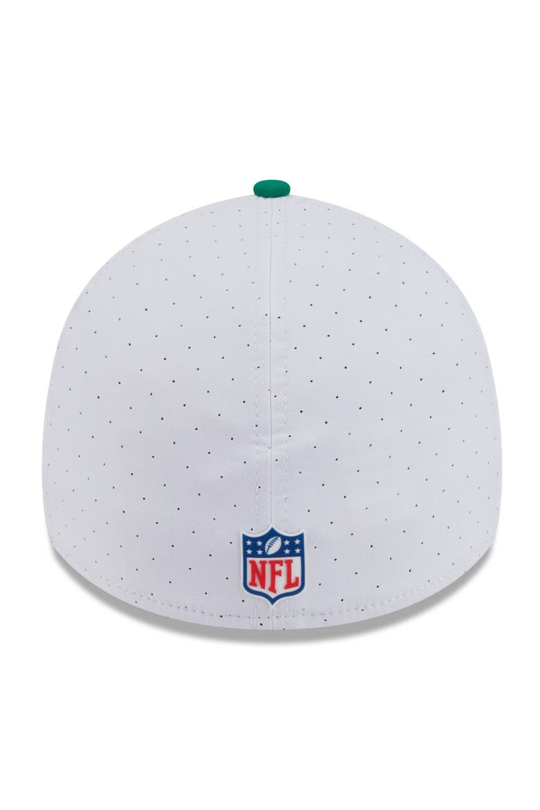 Men's New Era  White/Kelly Green Philadelphia Eagles 2025 NFL Training Camp Throwback Logo 39THIRTY Flex Hat, Alternate, color, White