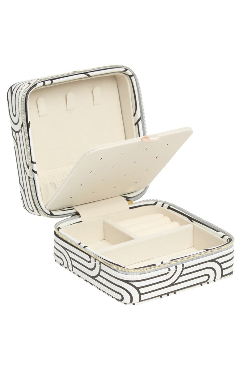 Nordstrom Square Zip Jewelry Box, Alternate, color, Black- Tan Wavy