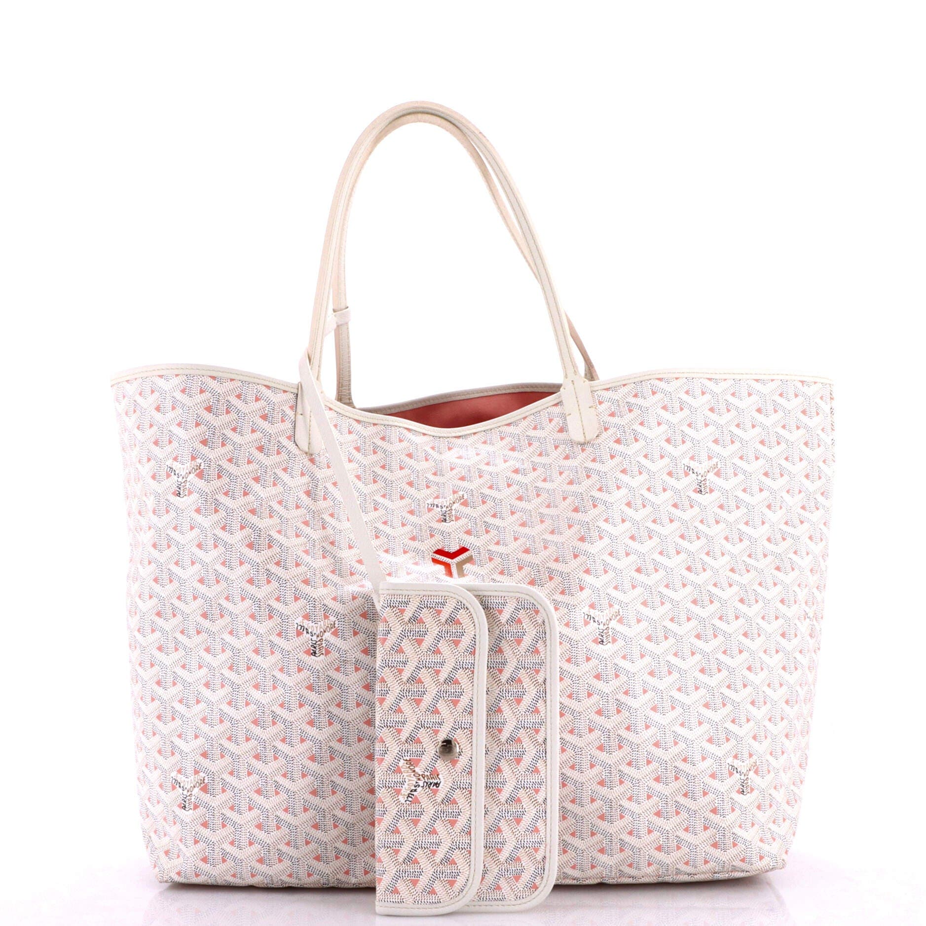 Pre-Owned Goyard Saint Louis Tote Claire Voie Coated Canvas GM, Alternate, color, White
