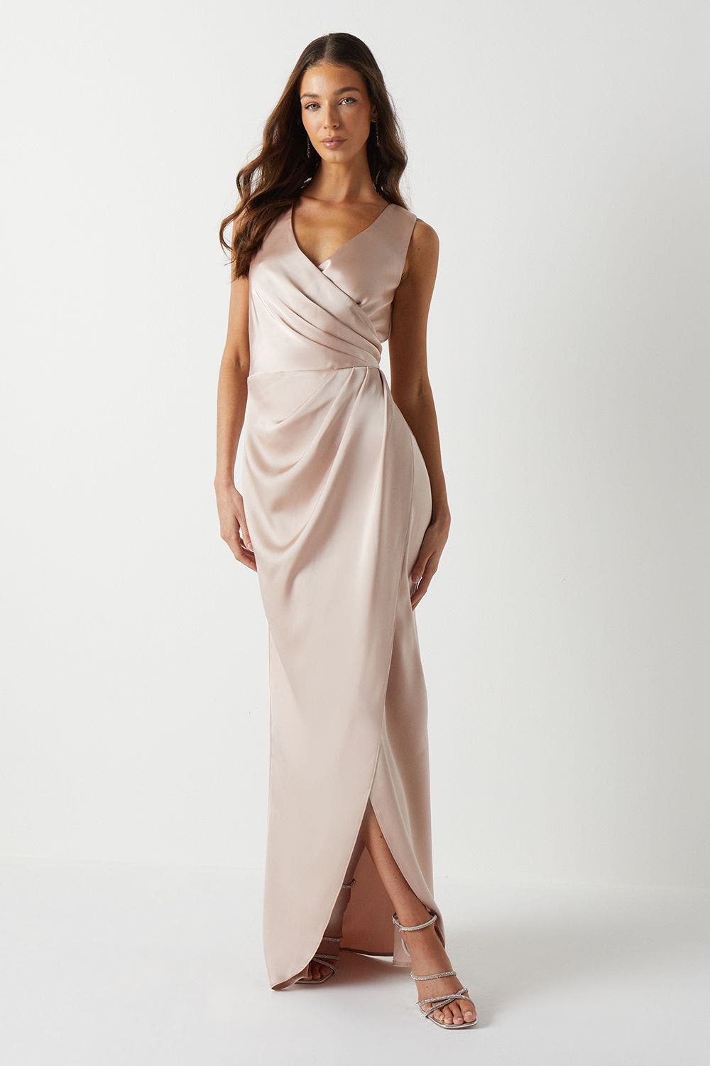 Ruched Satin Bridesmaid Dress - image 3