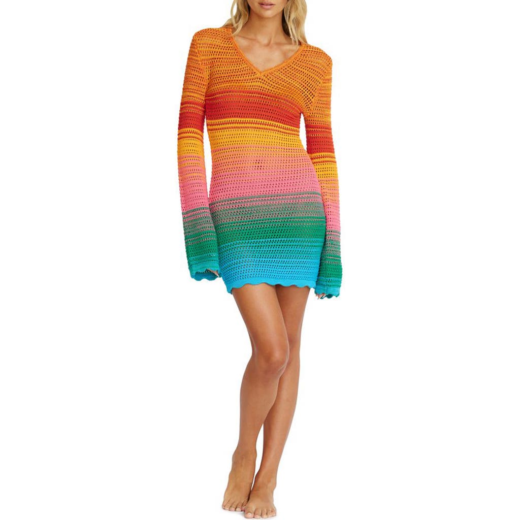 Pq Swim Maeve Long Sleeve Cotton Cover-up Tunic In Tangerine