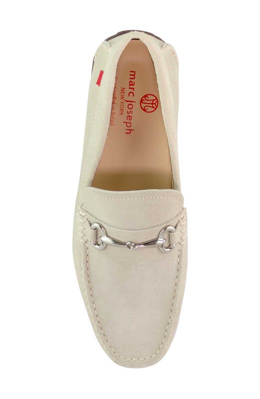 Marc Joseph New York Wall Street Leather Buckle Loafer, Alternate, color, Off White Suede