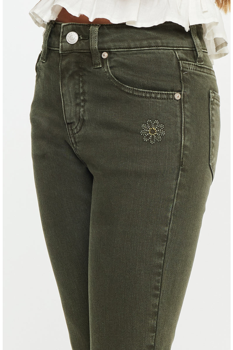 Ezra High Rise Flare Jeans, Alternate, color, Dark Olive
