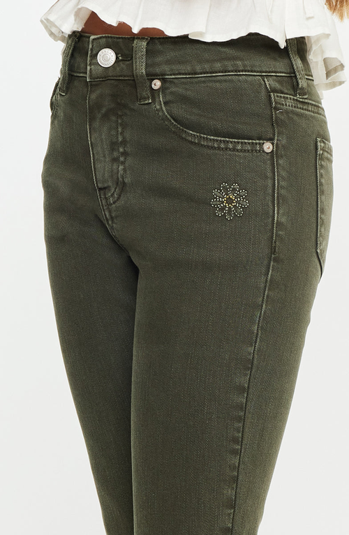 Kancan Ezra High Rise Flare Jeans In Green
