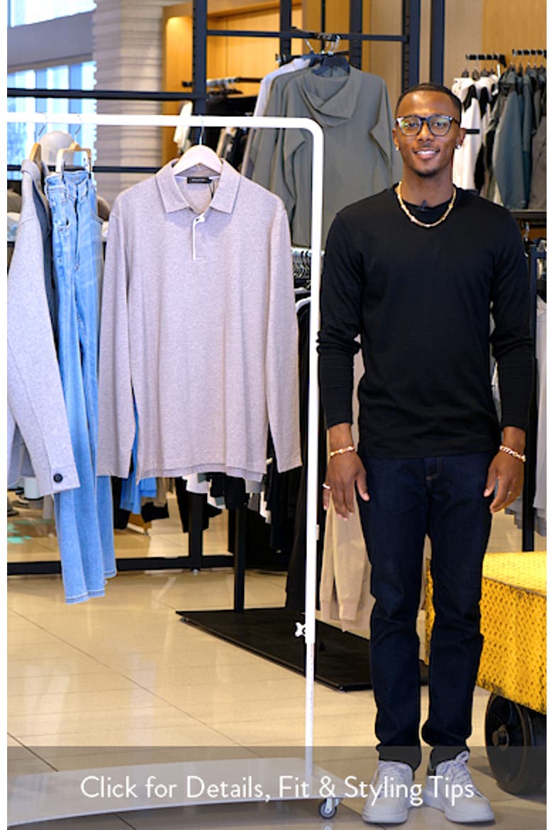 Long Sleeve Stretch Cotton Knit Polo video