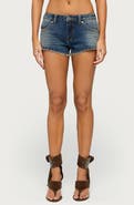 EDIKTED Studded Cutoff Denim Shorts