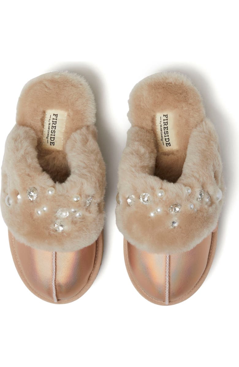 DEARFOAMS Fireside Ballina Genuine Shearling Platform Scuff Slipper, Alternate, color,