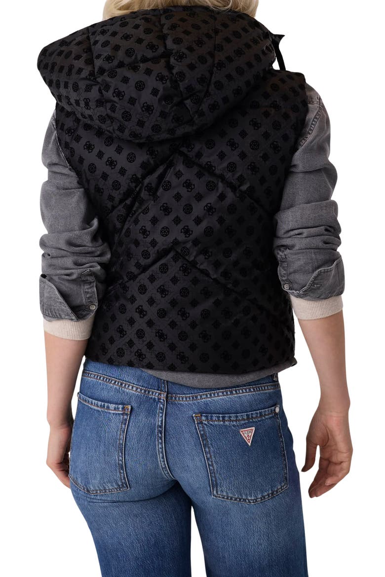 Daisy Cropped Logo Puffer Vest, Alternate, color, JBLACK-BLACK