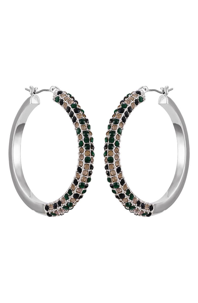 Vince Camuto Pavé Hoop Earrings, Main, color, Silver Tone