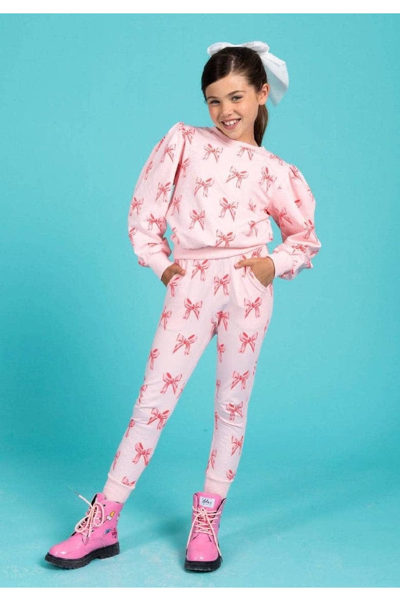 Ribbon Puff Sleeve Set, Alternate, color, Pink