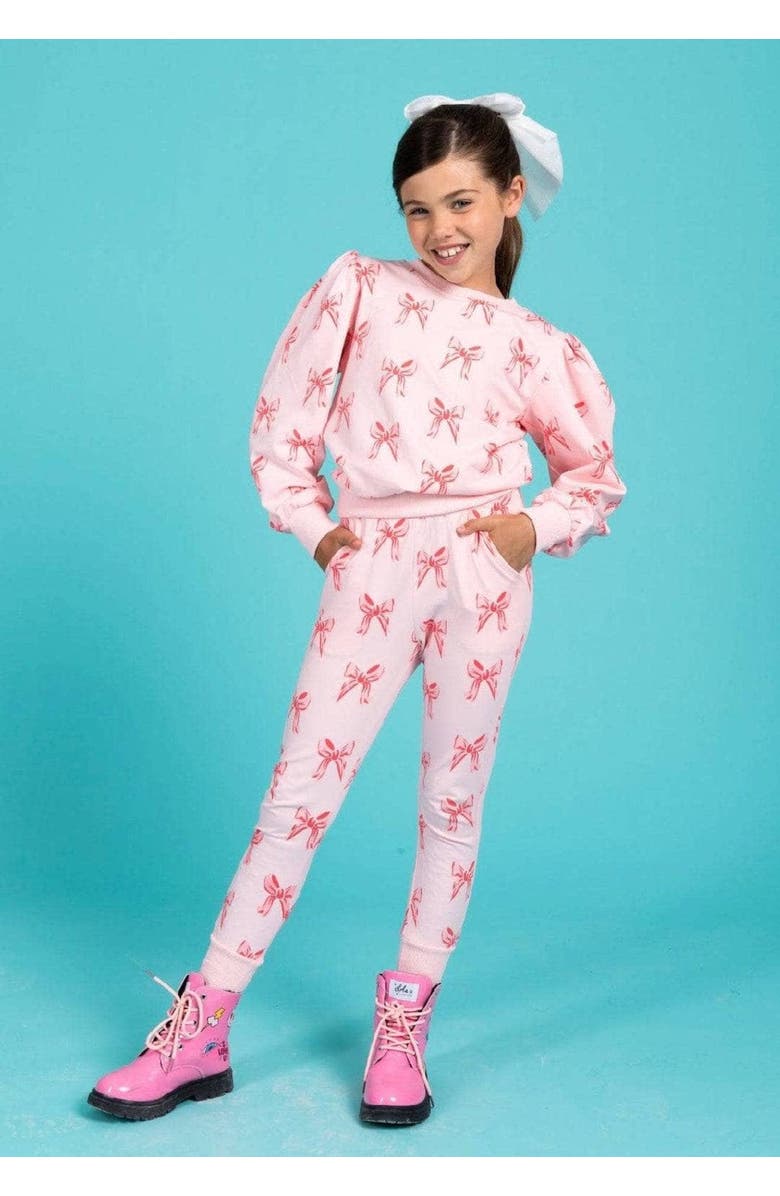 Lola + The Boys Ribbon Puff Sleeve Set, Alternate, color, Pink