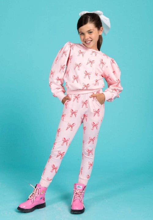 Lola + The Boys Ribbon Puff Sleeve Set In Pink