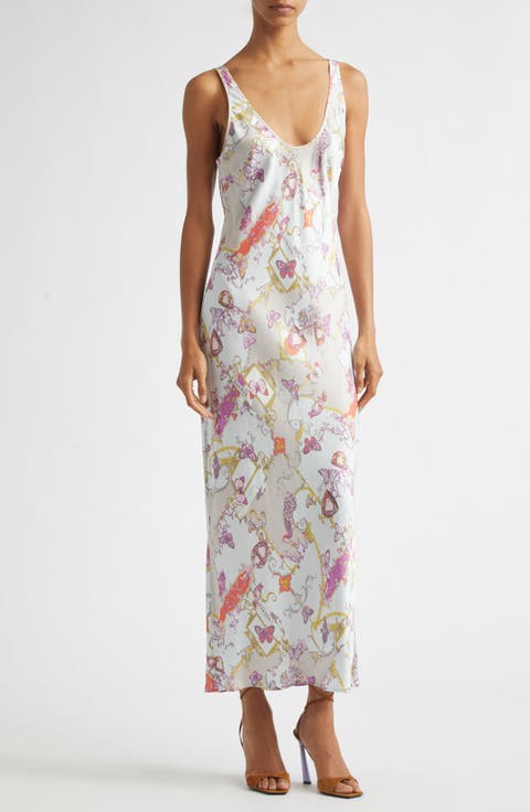 Akiya Mixed Print Satin Slipdress