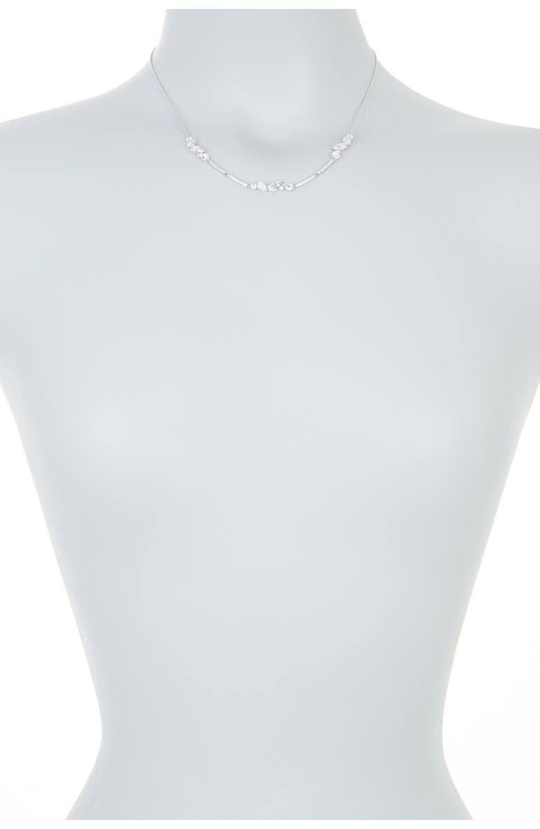 Nadri Posy Short Single Collar Necklace, Alternate, color, Rhodium