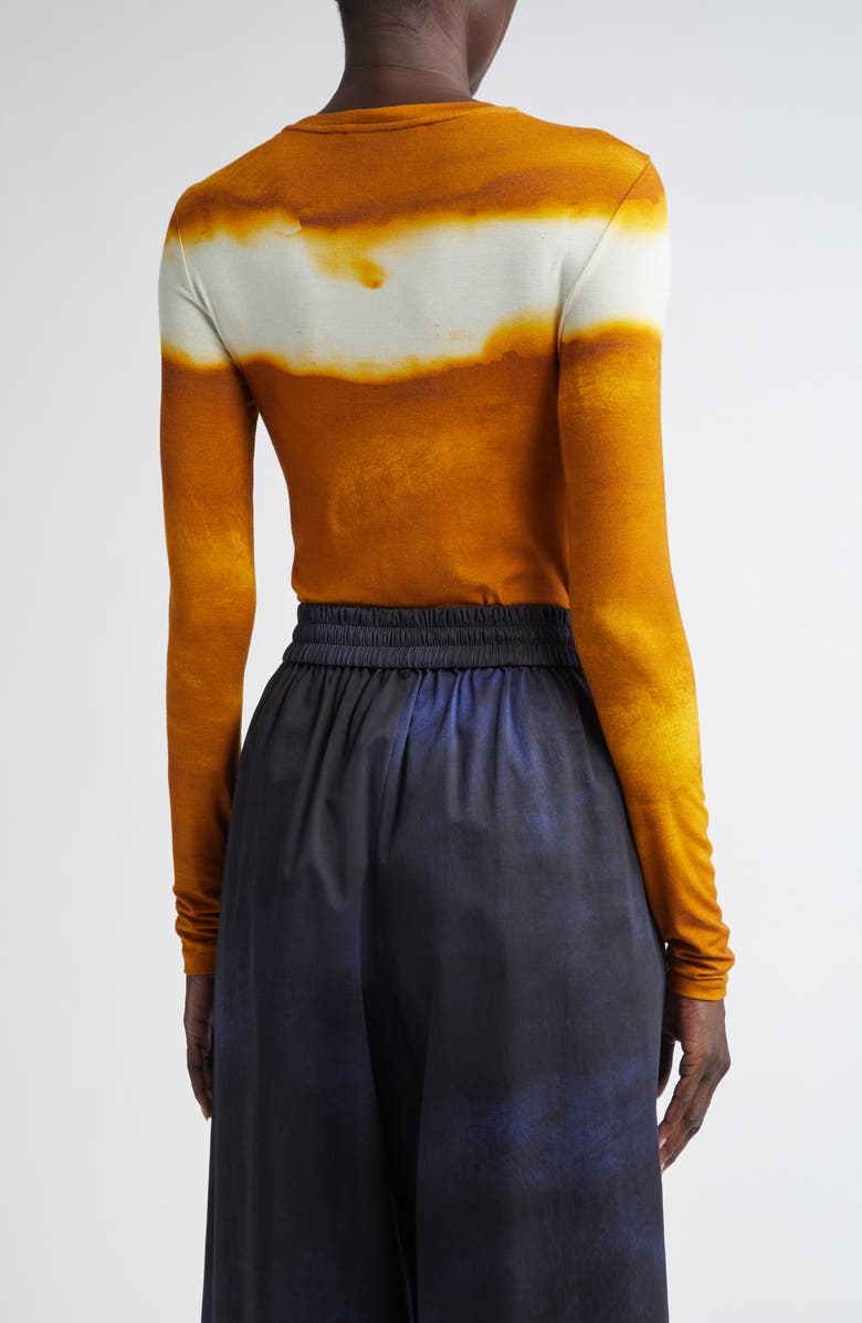 Jason Wu Collection Painted Stripe Long Sleeve Jersey Top, Alternate, color, Marigold / Calico