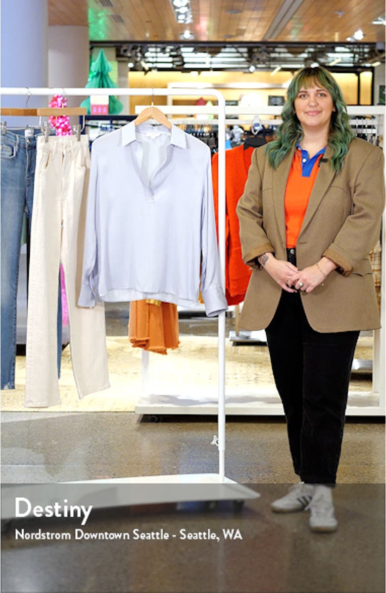 Micro Stripe Stretch Silk Popover Shirt, sales video thumbnail