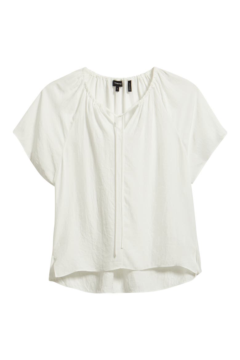 Gathered Tie Neck Top, Alternate, color, WHITE