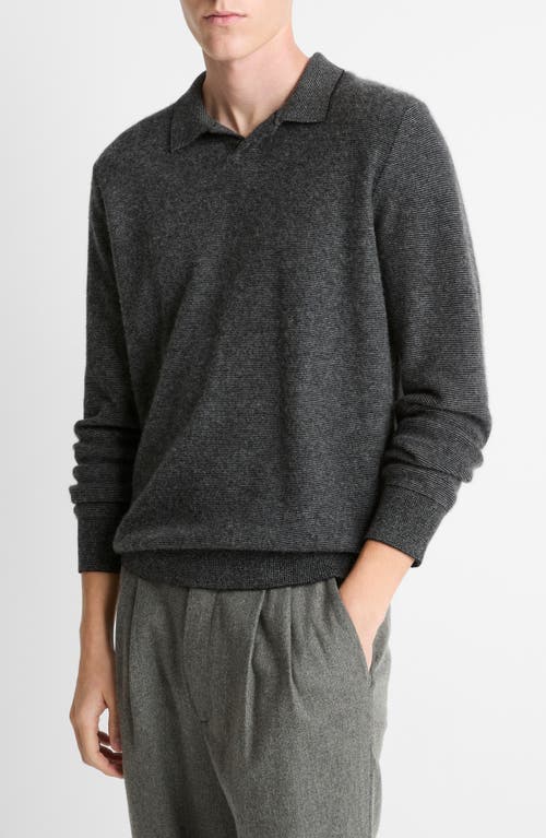 Vince Boiled Cashmere Johnny Collar Sweater In Gray
