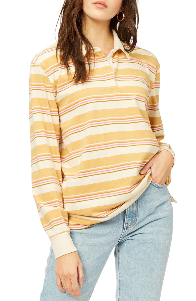 Billabong Double Up Stripe Cotton Rugby Shirt, Main, color, 