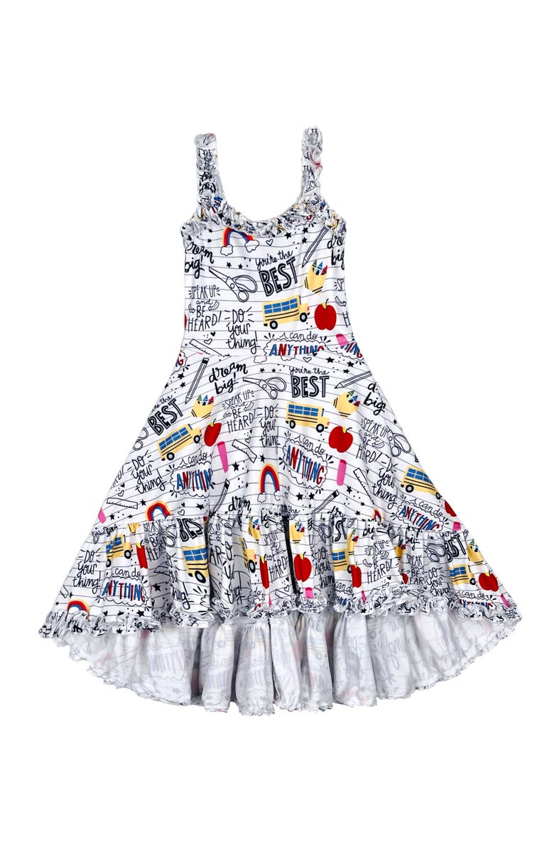 Mia Belle Girls Girls Do Your Thing Doodle Hi-Lo Dress, Main, color, White