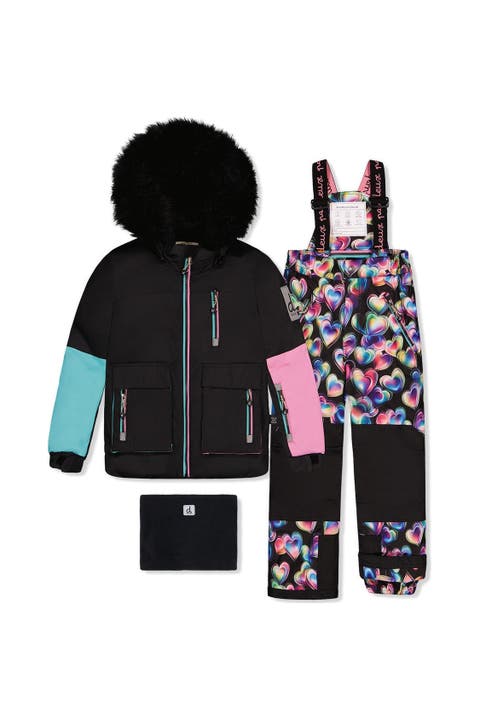 Play Colorblock Jacket & Heart Pants Two Piece Snowsuit
