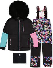 Deux par Deux Play Colorblock Jacket & Heart Pants Two Piece Snowsuit