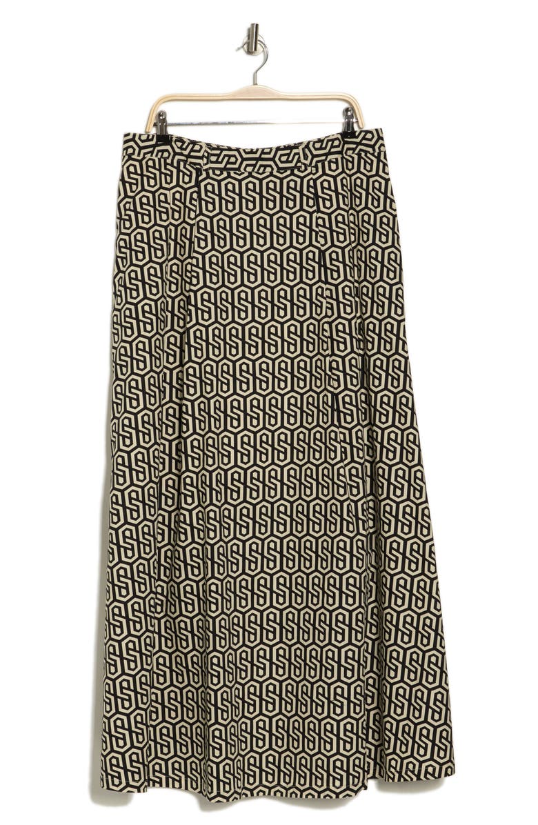 BY DESIGN Abigail Stretch Poplin Midi Skirt, Alternate, color, Black/ Taupe