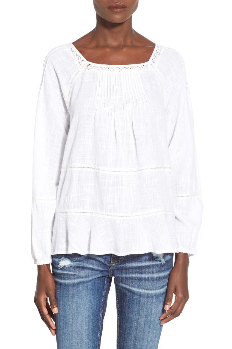 Cotton Peasant Top, Main, color, WHITE