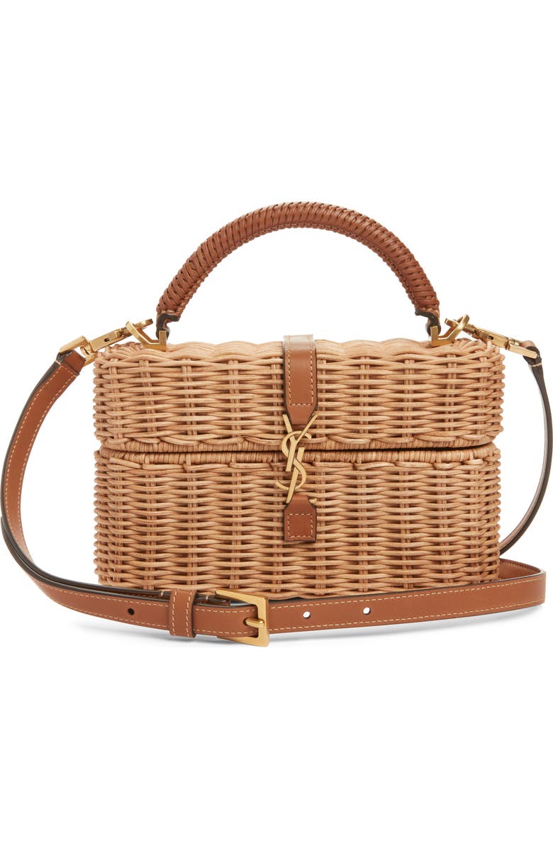 Saint Laurent Gaby Wicker Vanity Bag, Main, color, Naturel/ Brick