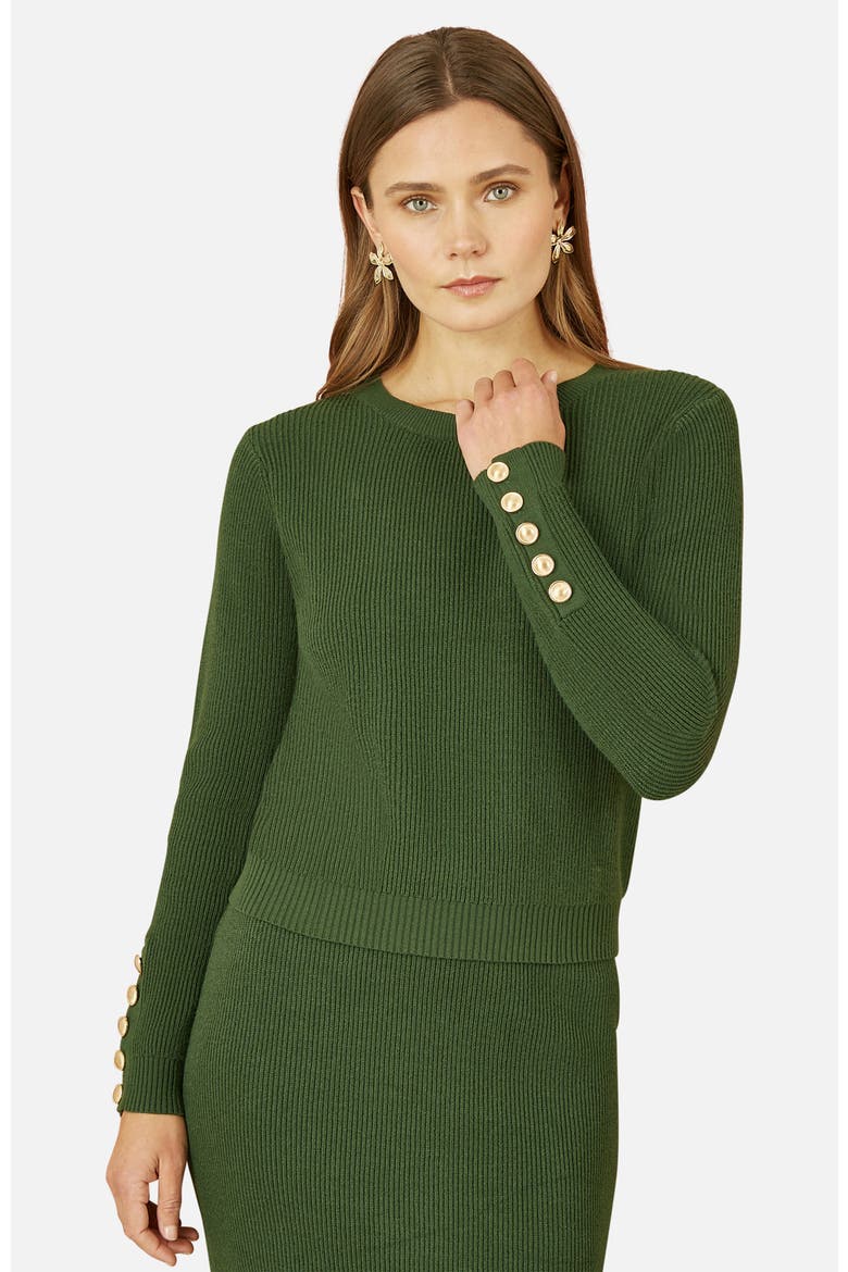 Sleeve Button Detail Jumper, Alternate, color, Green