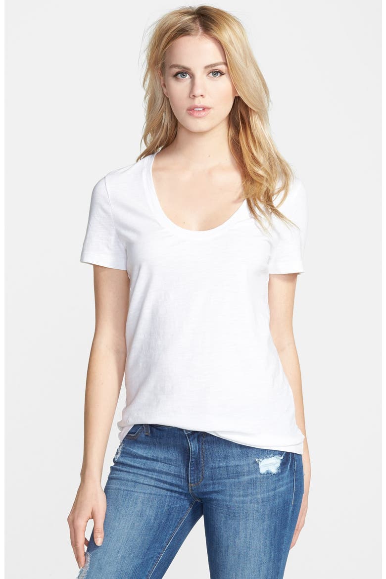 Scoop Neck Short Sleeve Tee, Main, color, WHITE