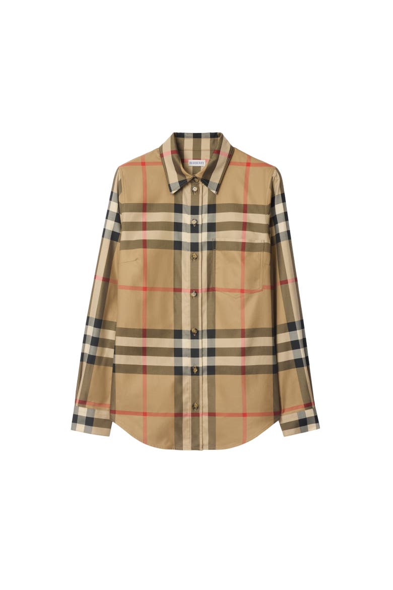 Slim Fit Check Cotton Shirt, Alternate, color, Archive beige