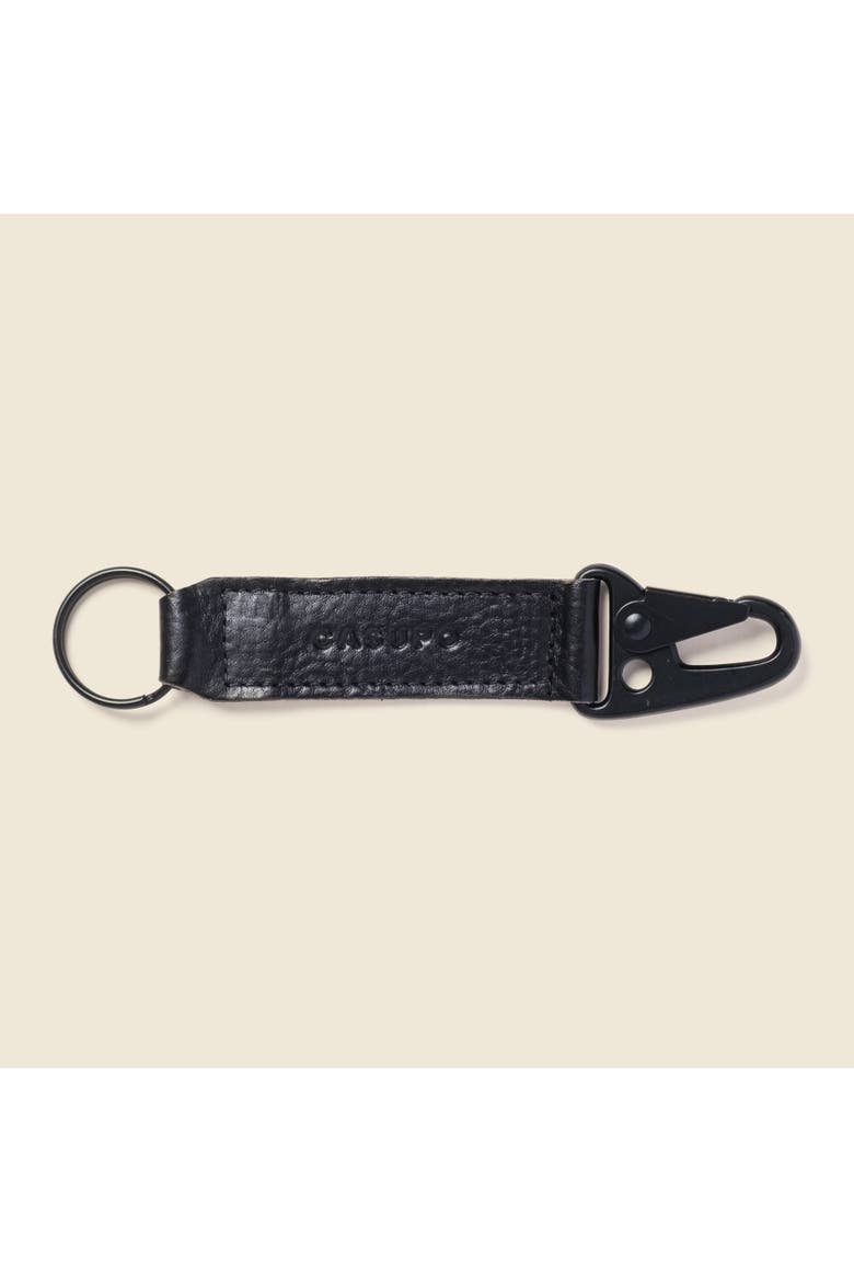 Leather Keychain with Lobster Hook, Main, color, Black