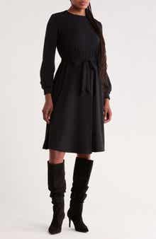 Long Sleeve Tie Waist Dress