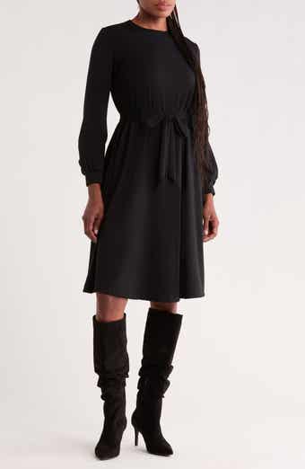 Long Sleeve Tie Waist Dress