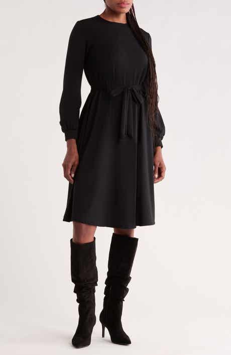 Long Sleeve Tie Waist Dress