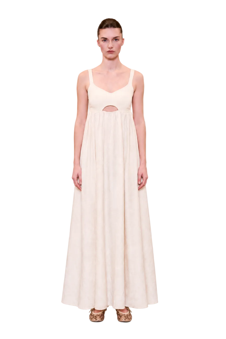 Daydreamers Strappy Maxi Dress With Knit Top, Alternate, color, Beige