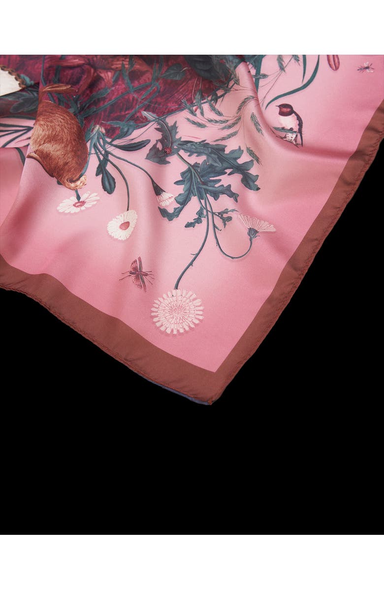 Fable England Bunny Narrartive Square Scarf, Alternate, color, Dark Pink