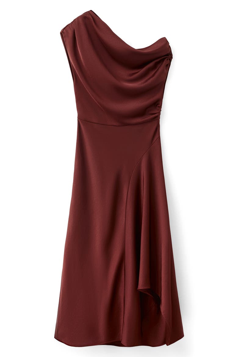 One-Shoulder High-Low Cocktail Dress, Alternate, color, BURGUNDY