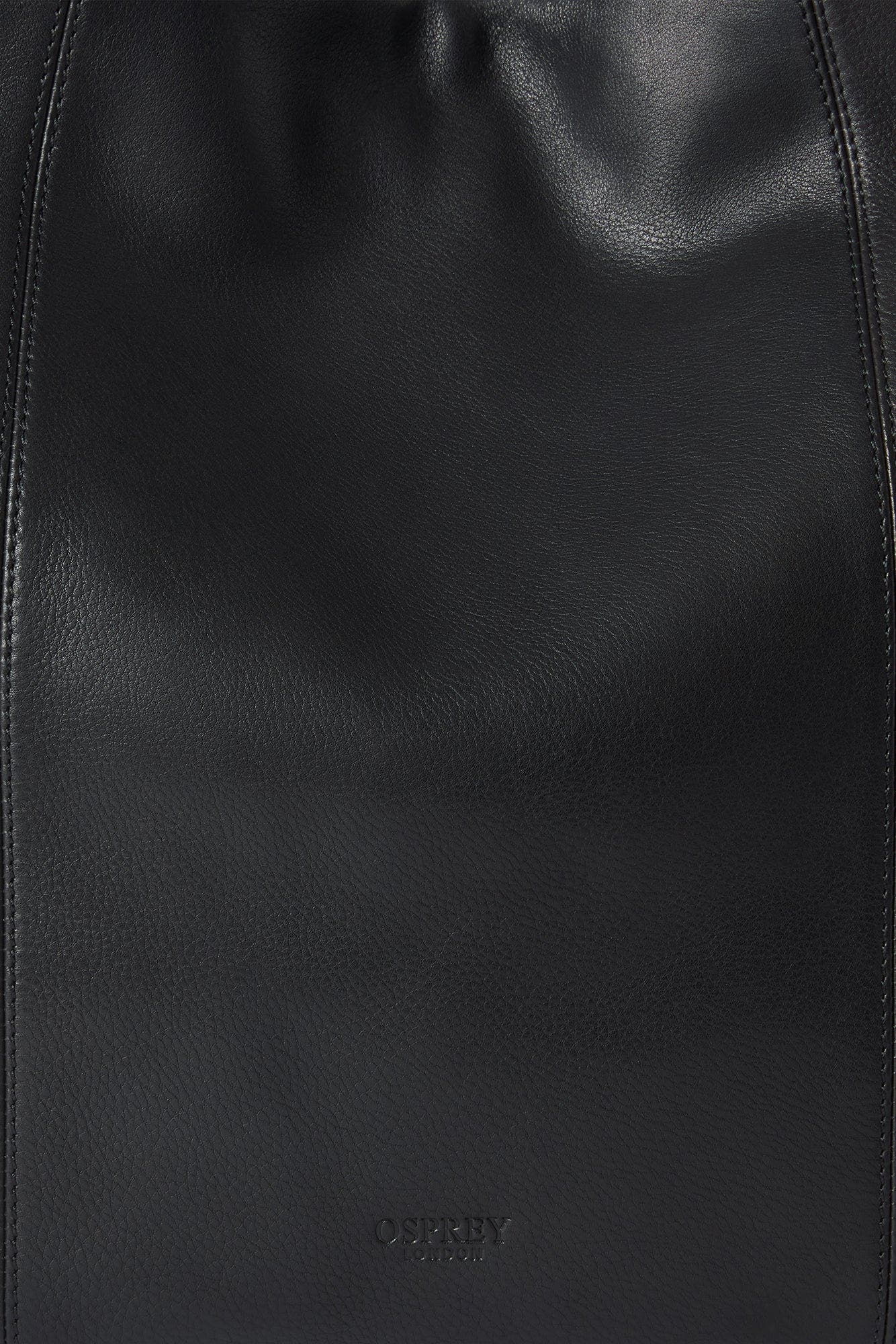 Osprey London The Carina Large Leather Hobo Bag, Alternate, color, Black