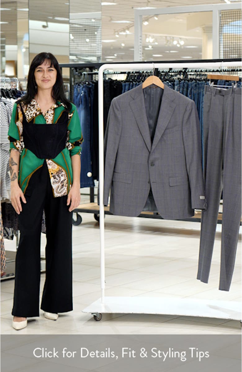 Capri Trim Fit Shadow Plaid Wool Suit, sales video thumbnail