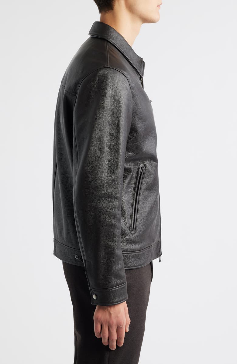 Canali Leather Jacket, Alternate, color, Dark Brown