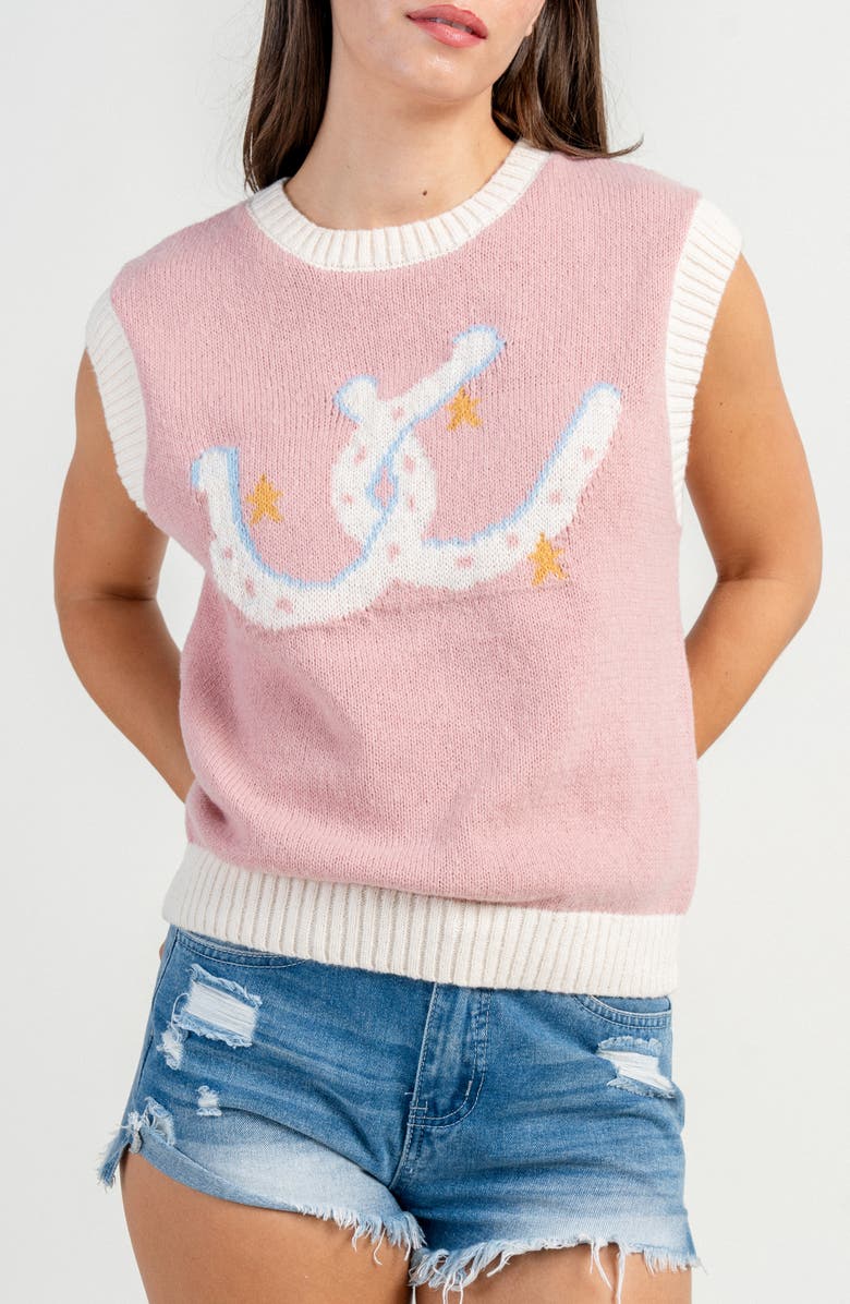 Beivy Horseshoe Sweater Vest, Alternate, color, Blush